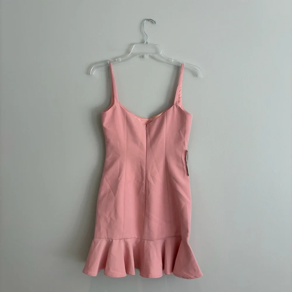 Bardot Gigi Ruffle Hem Fit & Flare Blush Pink Mini Dress Size 4 - Picture 4 of 10